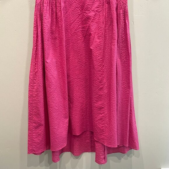NWT Frame Puff Sleeve Cotton Midi Dress Fuchsia Pink - Size: Small - Picture 11 of 16